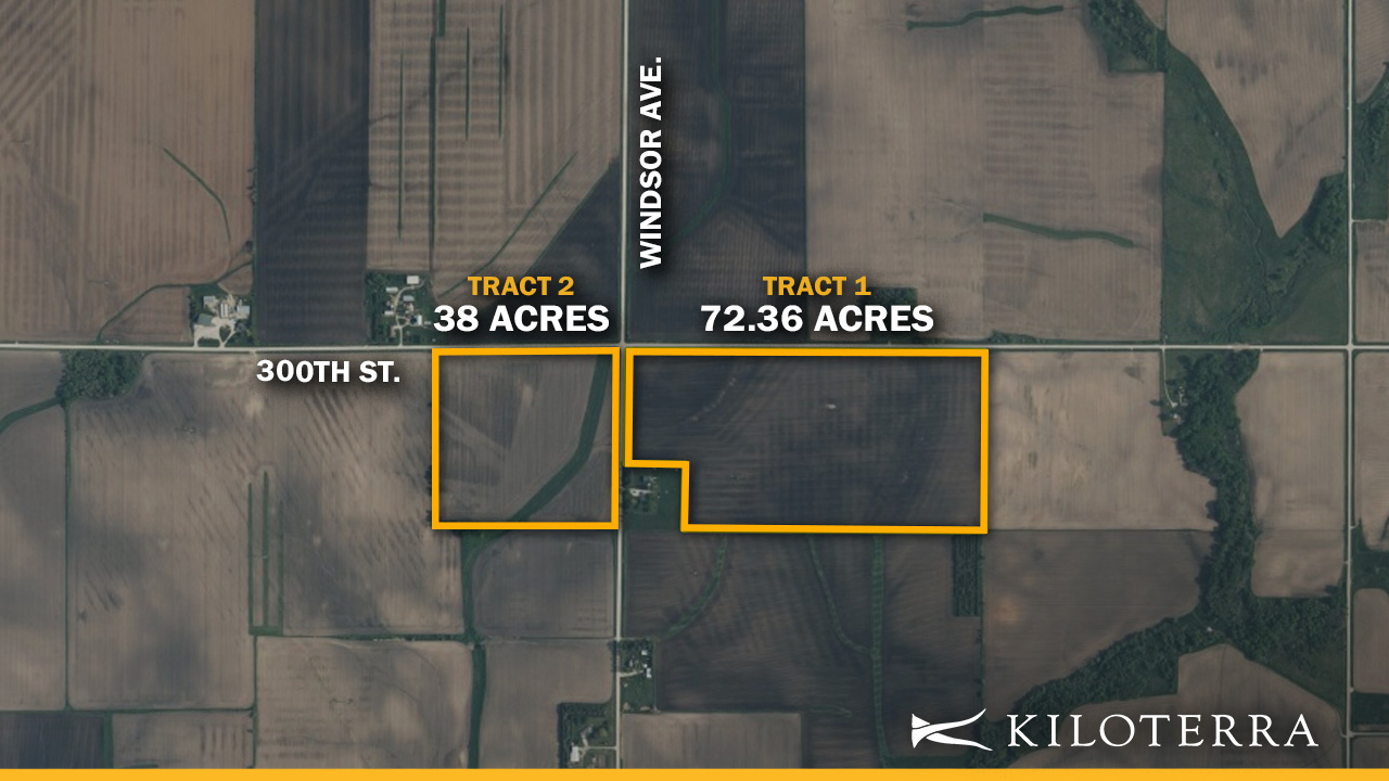 CHICKASAW_112_MAPCLOSEUP CHICKASAW COUNTY, IOWA LAND AUCTION 110.36 ACRES M/L – OFFERED IN TWO TRACTS
